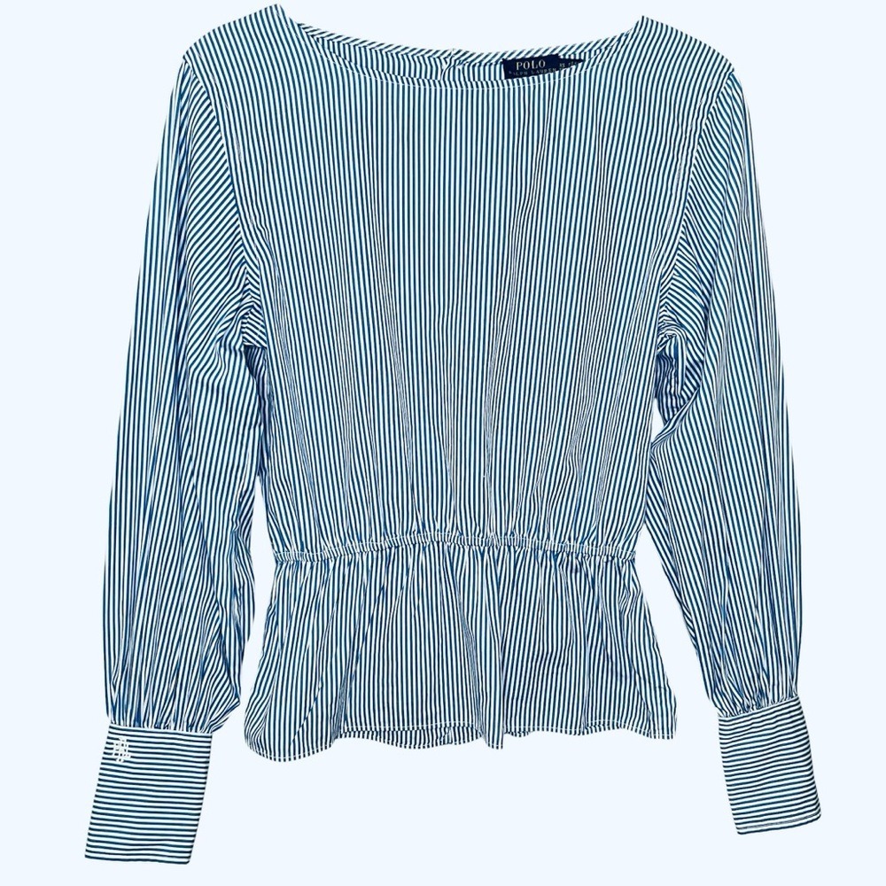 POLO Ralph Lauren Striped Peplum Blouse‎ – Size XS